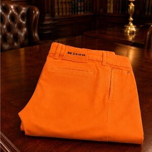 Kiton 97% Lyocell 5-Pocket Luxury Trousers in Sunburst Orange | Made in Italy